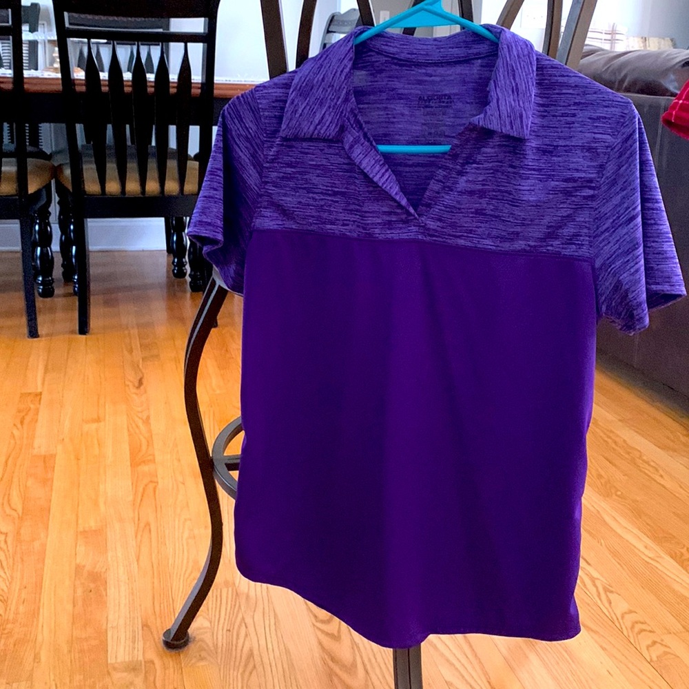 Ladies medium purple 3 button Augusta shirt.
